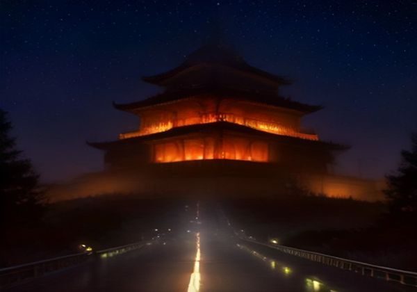 夜晚城市街道灯光璀璨，人们在温暖的橙黄路灯下漫步，展现夜趣的惬意氛围与夜间休闲的美好场景